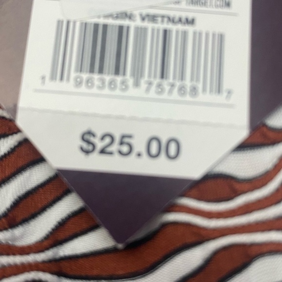 Ava Viv Top Womens 2X Long Sleeve Blouse Rust Brown White Textured Wavy blouse - Picture 3 of 6